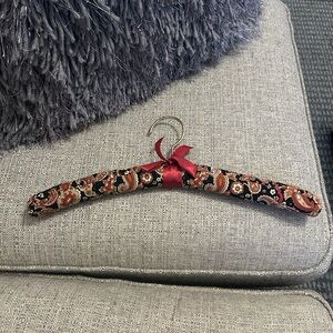 Padded Paisley Fabric Hanger with Burgundy Bow